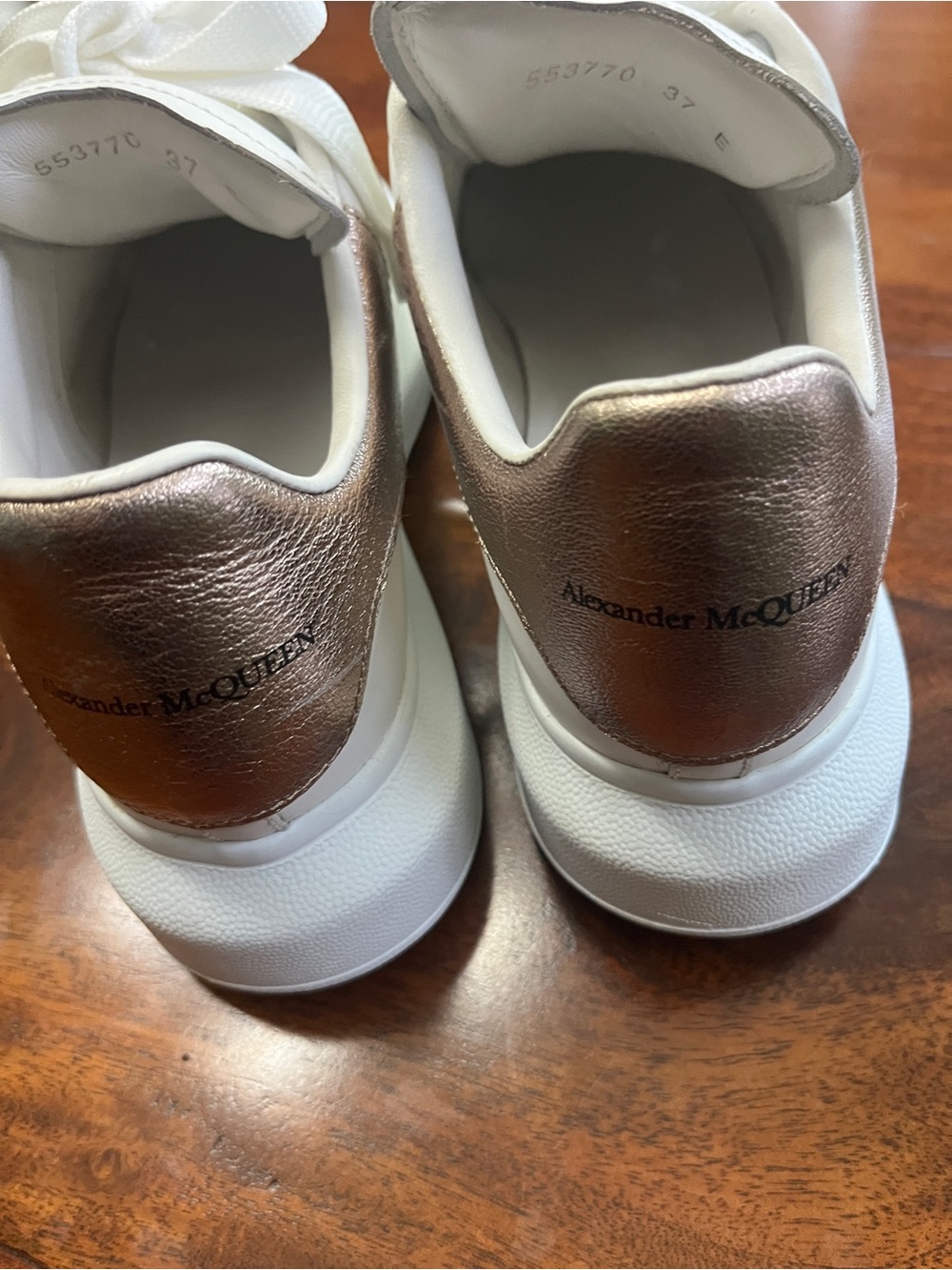 Alexander McQueen Size 37 White and Tan Leather Sneaker Interior Detail